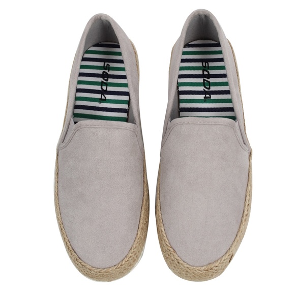 Light Grey Faux Suede Espadrille Slip On Loafer - Picture 2 of 6